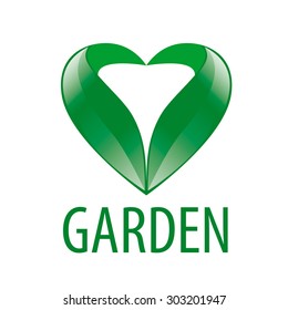 vector logo heart of green leaves