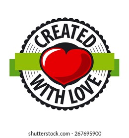 vector logo heart made with love