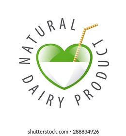 vector logo heart with milk and straw