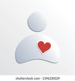 Vector logo heart on person, cardiologist or falling in love, concept. Simple design