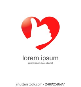 Vector logo of heart sign and icon likes silhouette