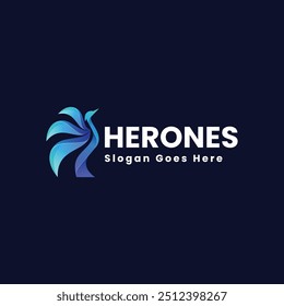 Estilo colorido del gradiente de la garza del logotipo del Vector
