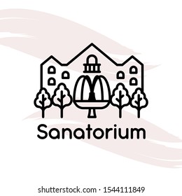 Vector logo for a holiday home, sanatorium, hotels. Holidays in the mountains. Vector illustration.  