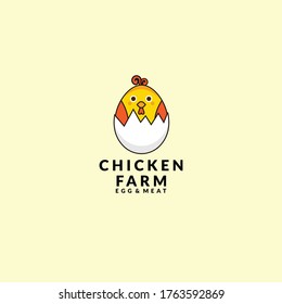 Vector logo for home business with products from chicken meat and eggs. Poultry Farm illustration.