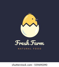 Vector Logo For Home Business With Products From Chicken Meat And Eggs. Poultry Farm Illustration.