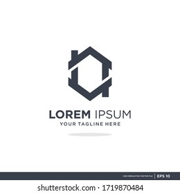 vector logo home with modern construction shapes and letters