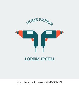 vector logo of home remodel tools. electric drill. can be used for stamp, banner, promotion and etc