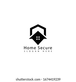 el logotipo vectorial de casa seguro con un moderno y sencillo logotipo que lo hace único para la marca o la industria de la empresa en negro.