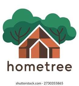 Vector logo for home tree garden and building services blending nature and structure symbols ideal for gardening maintenance property service or eco home design