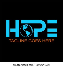 Vector logo hope.  Creative logo using globe for letter O