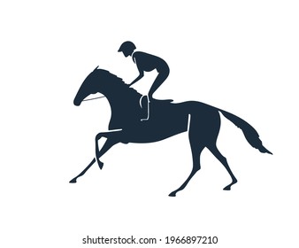 Vector logo of a horse race with horse and jockey