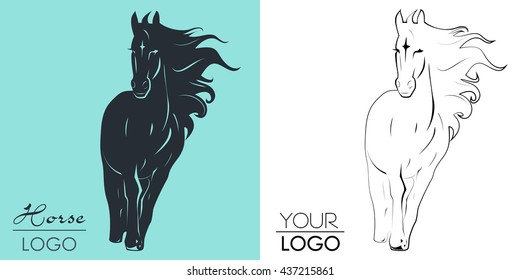 Vector logo Horse racing with mane - symbol, sign, icon