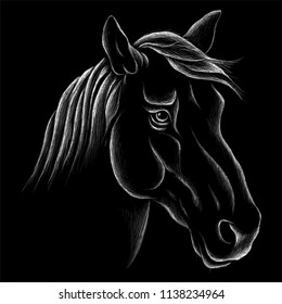 The Vector logo horse for T-shirt design or outwear.  Hunting style horse background.
