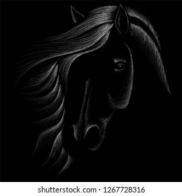 The Vector logo horse for T-shirt design or outwear.  Hunting style background.