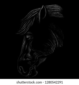 The Vector logo horse for T-shirt design or outwear.  Hunting style background.