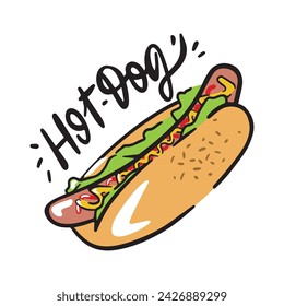 Vector logo of hot dog, American fast food