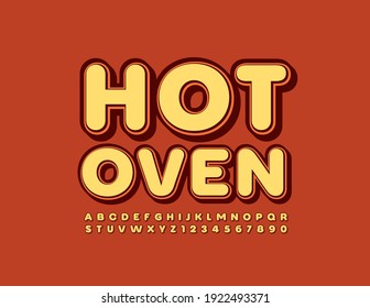 Vector Logo Hot Oven For Cafe, Bakery, Pizzeria. Retro Style Font. Creative Alphabet Letters And Numbers Set