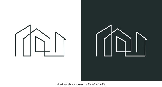 Vector Logo HOUSE AND BUILDING Minimalist Style LINE ART Creative Modern Abstract Vector