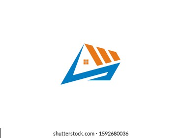 Vector logo of house construction symbol with the initials S