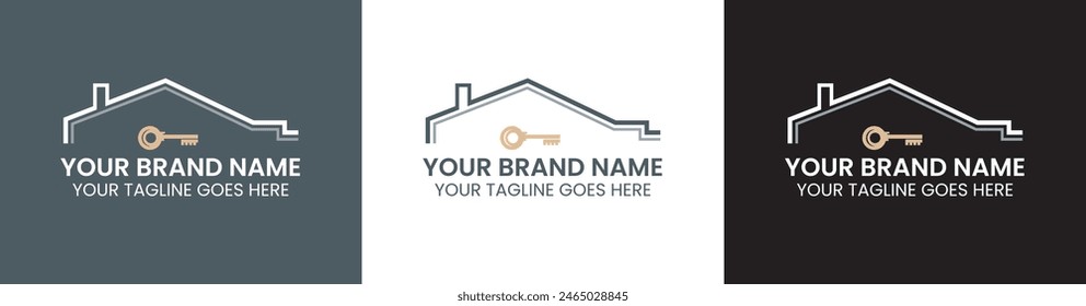 vector logo with house and key symbol