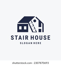 Vector Logo House Ladder Stairs Staircase Property Construction Design .