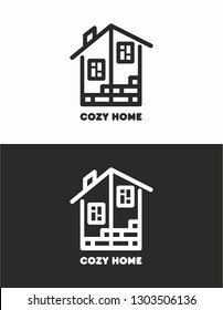 Vector logo with a house. Logo for a real estate agency, construction company, shop, cafe. Your cozy home.