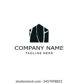 vector logo house twig line. white background