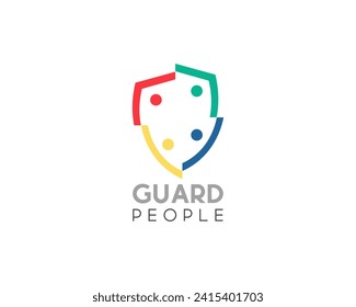 Vector logo with a human icon forming a shield formation