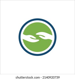 vector logo of humans reaching out to each other depicting concern for earth peace