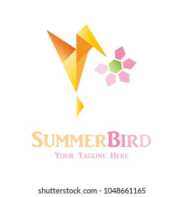 Vector Logo of humming bird. Abstract bird image