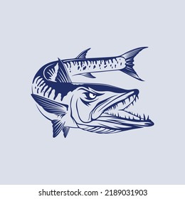 vector logo hungry Barracuda fishing saltwater