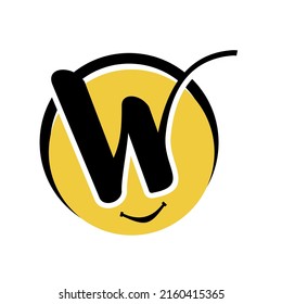 vector logo huru w elegant black yellow and white