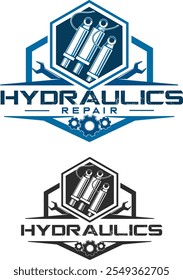 vector logo for hydraulic systems repair and maintenance services. heavy engineering. 