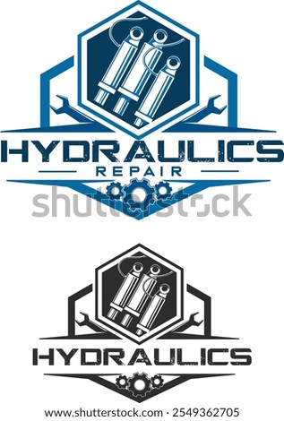 vector logo for hydraulic systems repair and maintenance services. heavy engineering. 