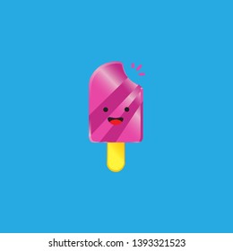 vector logo of ice cream stick with a cheerful face