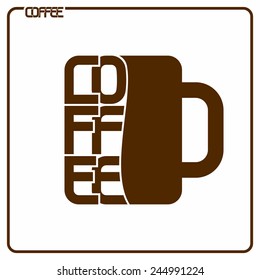 Vector logo icon for abstract coffee cup isolated on white background