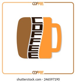 Vector logo icon for abstract coffee cup isolated on white background