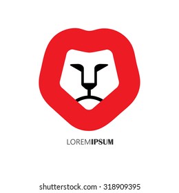 vector logo icon of african lion's face