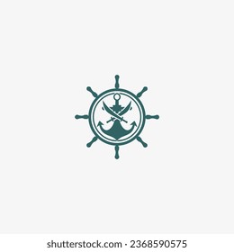 vector logo icon of anchor and two swords