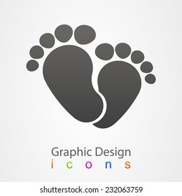 Vector logo icon baby footprints