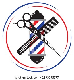 icono de logotipo vectorial barbershop tijeras de compresión lámpara