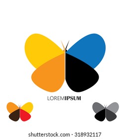 vector logo icon - colorful beautiful butterflies set