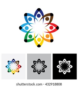 vector logo icon of community of people. The graphic also represents people community forming social network