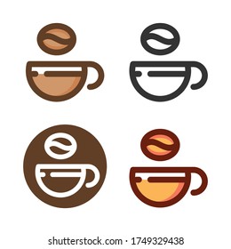 vector logo icon of cup and coffee bean