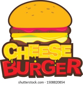 Logotipo do vetor, design de ícone com tema de hambúrguer de queijo