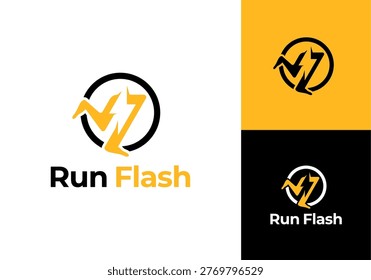 vector logo icon design of feet stepping running with lightning