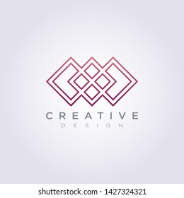 Vector Logo Icon Design Line Modern Square Pattern.