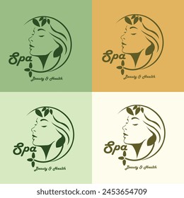 Vector logo, icon design of women and leaves for beauty salon, spa, cosmetics, boutique shop  or any bussiness.