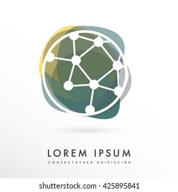 VECTOR LOGO / ICON OF A DIGITAL CIRCUIT IN A CIRCLE , WITH ABSTRACT COLORFUL SHAPES ON THE BACKGROUND , UNIQUE, MODERN DESIGN