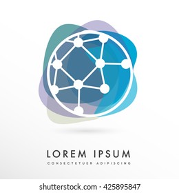 VECTOR LOGO / ICON OF A DIGITAL CIRCUIT IN A CIRCLE , WITH ABSTRACT COLORFUL SHAPES ON THE BACKGROUND , UNIQUE, MODERN DESIGN